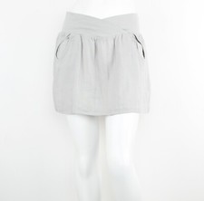 BCBG Skirt Women's 100 Cotton Gray Pleated Mini Pull On, Medium, 78