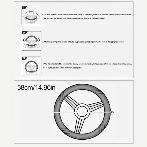 Car Steering Wheel Cover PU Leather Wheel Protector Universal Anti Slip Grip 15" - Picture 10 of 10