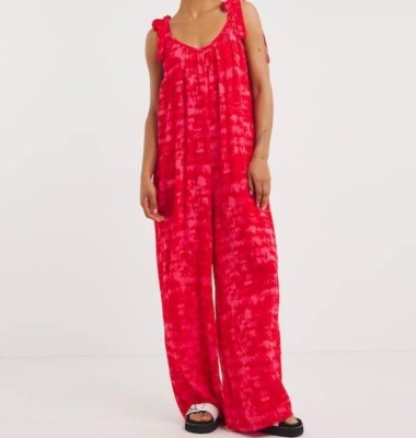SIMPLY BE LADIES RED TIE DYE CRINKLE JUMPSUIT NEW (ref 176) SALE