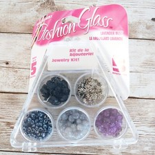 Cousin Fashion Glass Jewelry Kit Lavender Mist 5 Bracelet Grey Purple Lilac