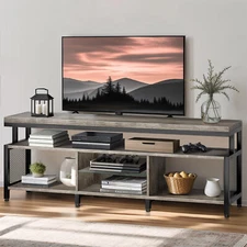 LED TV Stand for 50 to 70 In TVs Console With Power Outlets Open Shelves Cabinet