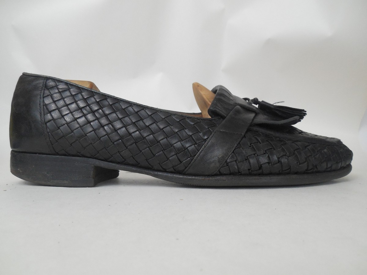 BRAGANO Cole Haan Black Tassel Woven Loafers Shoes Mens 10 M  display picture 3