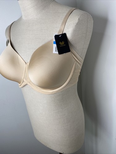 Nuovo reggiseno Wacoal 40 DDD beige minimizzatore marrone chiaro imbottito lato sottofilo più liscio - Foto 2 di 9