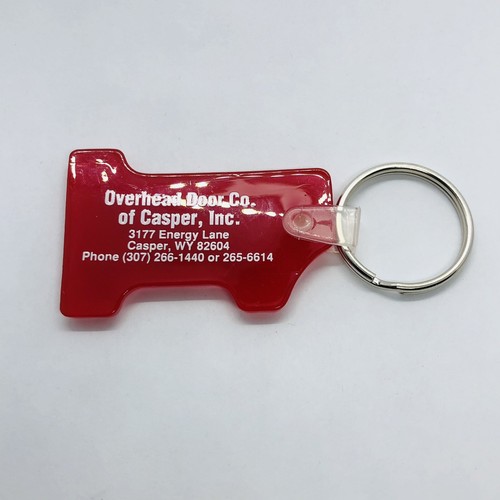 Vtg Red #1 Shaped Overhead Door Rubber Advertising Keychain Casper, WY - Bild 2 von 2