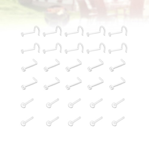 60 Pcs Nose Stud Medical Invisible Rings Clear Piercing - Picture 10 of 12