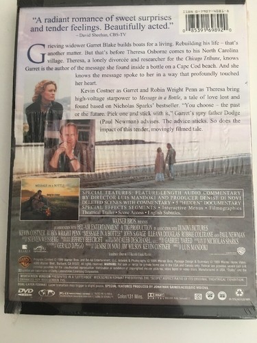 MESSAGE IN A BOTTLE/Kevin Costner,Paul Newman/DVD THIN PK/BUY 3 DVD's SHIP FREE - Picture 5 of 8