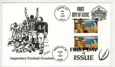 1997 FOOTBALL COACHES DUAL FDC BOTH PRINTINGS VINCE LOMBARDI GREEN BAY WISCONSIN