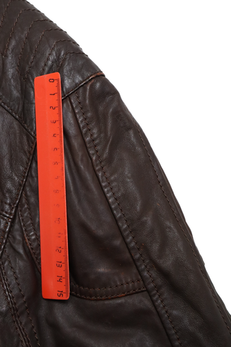 Freaky Nation Giacca Uomo 2XL In Vera Pelle Foderata Collo Polo Marrone Casual - Foto 12 di 16