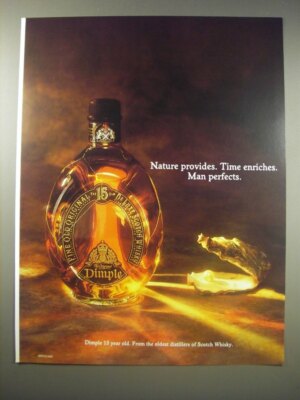 1990 Dimple 15 Year Old Scotch Ad - Nature provides. Time enriches