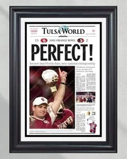 2000 Oklahoma Sooners 'PERFECT!' National Champions Framed Newspaper