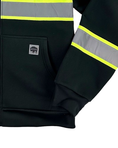 Buffalo Outdoors Workwear Black Safety Reflective Hooded Sweatshirt 2XL 716109HV - Picture 3 of 7