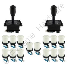 2 Player Arcade Control Kit 2 Bat Top Joysticks 14 Buttons White JAMMA MAME Pi