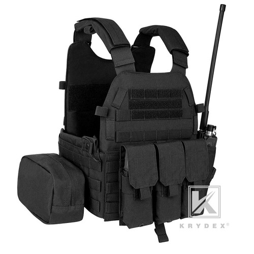 KRYDEX LBT-6094A Plate Carrier Tactical Body Armor Vest and Mag Pouch Black BK - Picture 2 of 12