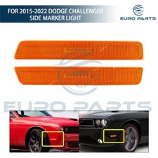 2x For 2015-2022 Dodge Challenger Front Bumper Reflector Side Marker Light Lamps