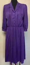 Vintage California Looks USA Purple Shirtdress w/Pockets Size 14 Petite (R62)