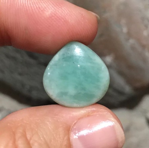 16.8x16.8x5.7mm Fine Amazonite Teardrop Cabochon Loose Stone - Picture 2 of 12