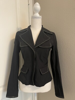 Vintage RARE Cerr and Deborah Made in Italy black jacket  Small White Stitching