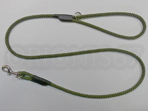 HANDMADE 8mm GUN DOG / PET DOG CLIP LEAD BRAIDED ROPE OLIVE LENGTHS 1.2m - 10m