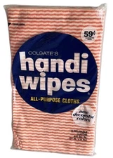 Vtg  Colgate’s Handi Wipes~Orange/White Stripes~Pkg Of 10~NIP~Prop/Use~24”x14”