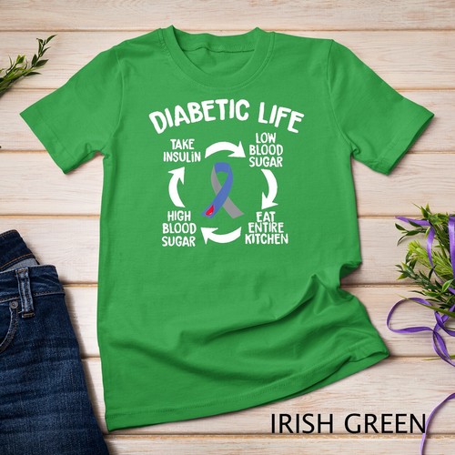 Funny Diabetic Life Cycle Diabetes Awareness Gift T-Shirt Unisex T-shirt - Picture 5 of 15