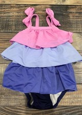 Gymboree Girls Purple Ruffle Nwt Swimsuit 6-12 M