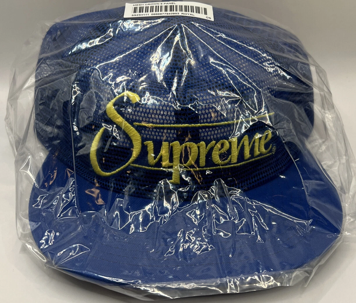 CHAPEAU SUPRÊME MAILLE 6 PANNEAUX / ROYAL OS / SS23 SEMAINE 11 (NEUF) (100% AUTHENTIQUE)