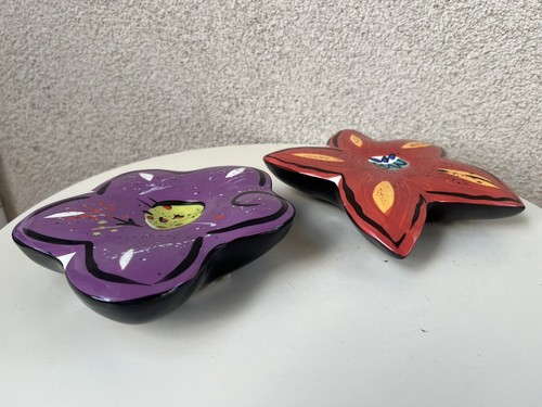Vtg Ganz Ceramic Wall Art Decor Flowers Set 2 Kathryn Young - Picture 3 of 8