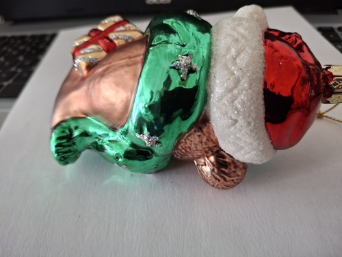 Christopher Radko ornament "A Bear To Care" glass hand blown present and scarf - Picture 8 of 10