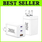 White USB C Charger Block 2 Pack for MacBook, iPhone, Galaxy=