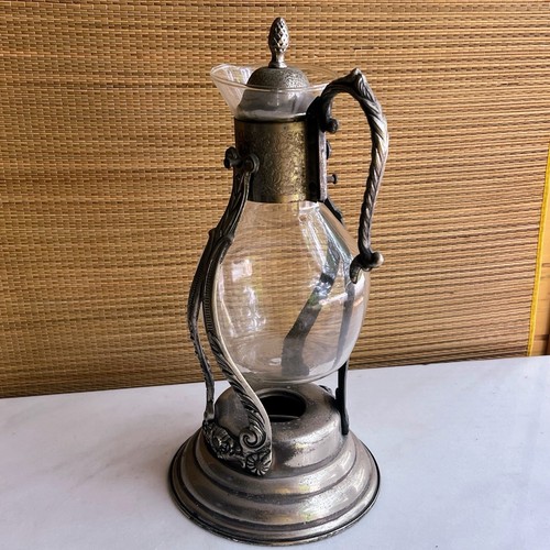 Stunning Vintage Art Nouveau Silver Plate & Glass tilting Coffee Carafe W Stand - Picture 13 of 24