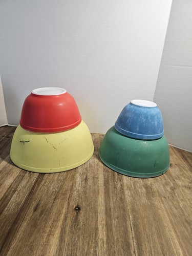 Very Nice Vintage Pyrex Primary Colors Mixing Bowl Set 401 402 403 404