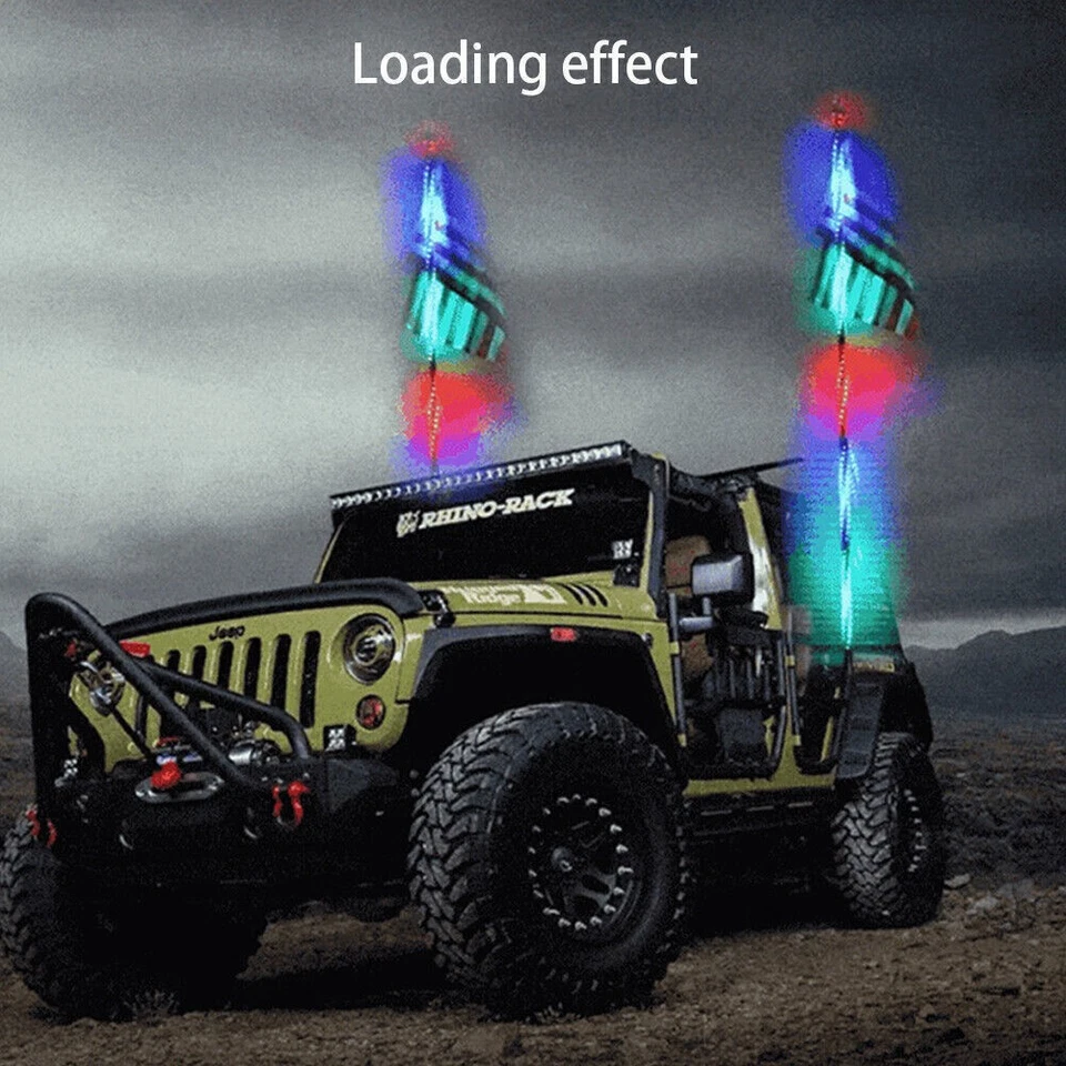120LED Lighted Spiral Whip Antenna w/Remote for ATV Polaris RZR UTV APP Control - Image 2 of 4