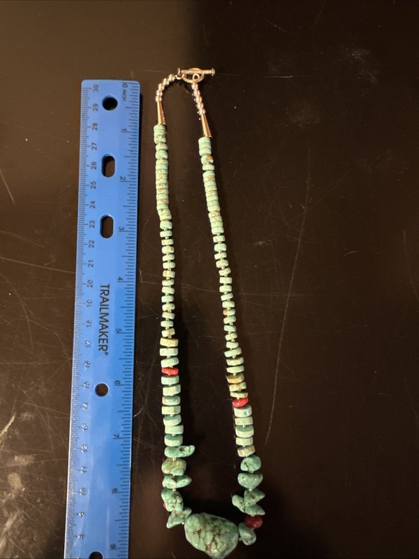 Turquoise Red Coral Beaded Necklace