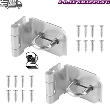 2 Pack 3 Inch 90 Degree Padlock Hasp Right Angle Door Latch Lock for Shed Barn