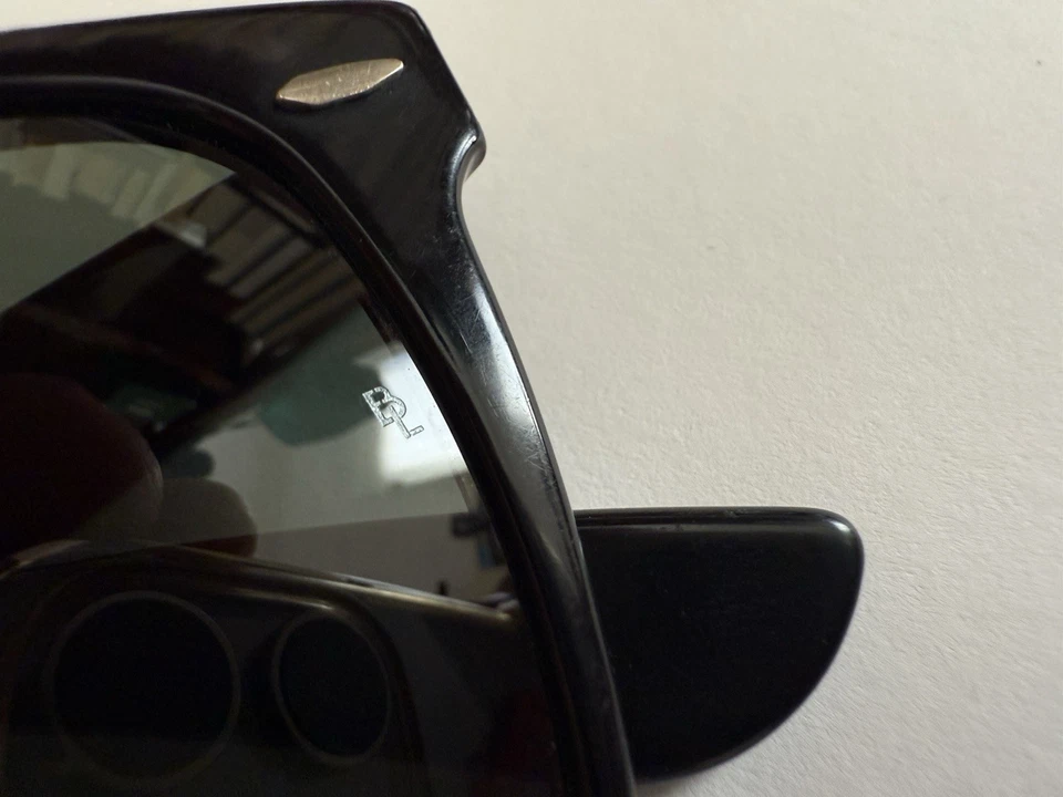 Vintage Ray Ban Wayfarer II Sunglasses L1724 B & L UV Glass G 15 USA Black 80s - Immagine 2 di 4