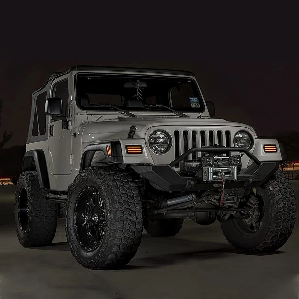 Luces LED de señalización de parachoques laterales para guardabarros delantero para Jeep Wrangler TJ 1997-2006 Foto 3 de 4