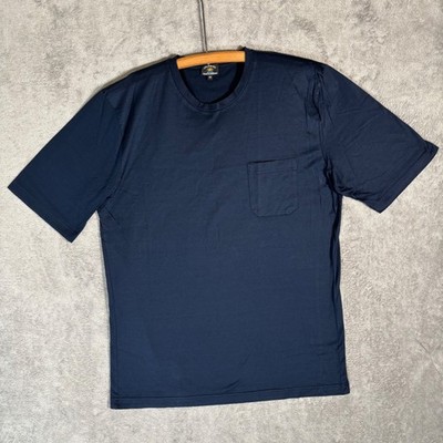 Solemare Maus & Hoffman Men Navy Blue Cotton Pocket T-Shirt Made in Italy Size M