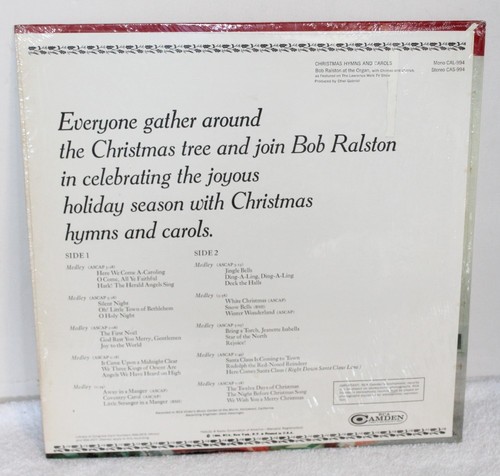 Bob Ralston Christmas Hymns & Carols ~ 1966 RCA Camden Used Shrink LP ~ VG+ - Picture 10 of 10