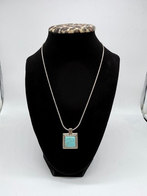 Barra Block Turquoise Necklace Sterling Silver
