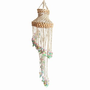 Vintage Seashell Swirl Chandelier Wind Chime 40" Hanging Boho Coastal Pink Purpl
