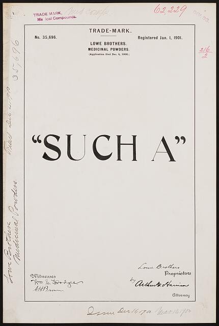 Photo:[ Lowe Brothers for "Such A" brand Medicinal Powders]