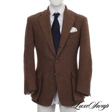 #1 MENSWEAR Vintage Polo Ralph Lauren USA Brown Herringbone Tweed Jacket 42 L NR