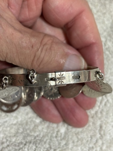 Antique ca1890 Victorian Coin Silver Love Token Bracelet 12 Charms/tokens - Picture 5 of 8