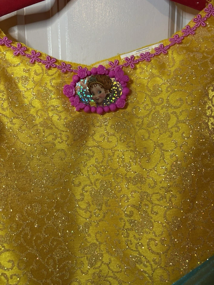 Disney Fancy Nancy Girls Dress Costume Dress Up Size 4-6T Yellow Pink Tulle - Image 3 of 4