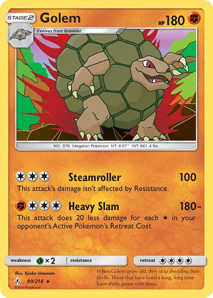 Golem 89/214 SM - Unbroken Bonds Reverse Holofoil