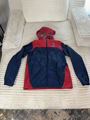 Boston Red Sox Columbia Zip Up Rain Jacket Size Small With Hidden Hood