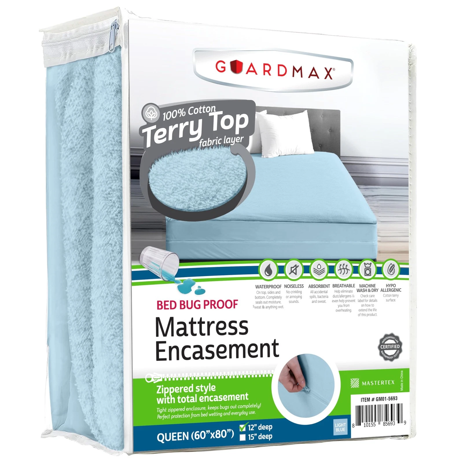 Queen Mattress Encasement Zippered, 100% Waterproof Mattress Protector, Soft ...