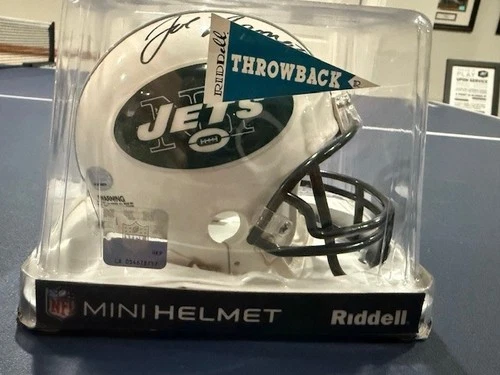 Joe Namath Signed New York Jets Throwback Mini Helmet with COA!!