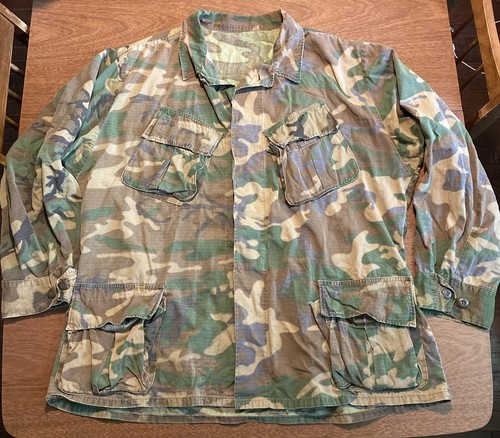 Vintage 70s Vietnam Slant Pocket Jungle Jacket Mens Xtra Large ERDL Camo Xl Rare