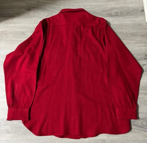 Vintage 1950s Field & Stream Wool Shirt Red Button-Up Made in USA M-L - Picture 6 of 8